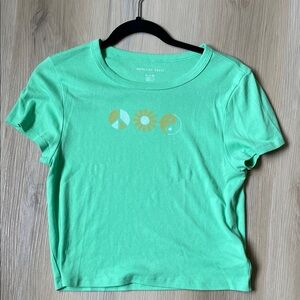 American Eagle Outfitters Bright Green Graphic Baby Tee